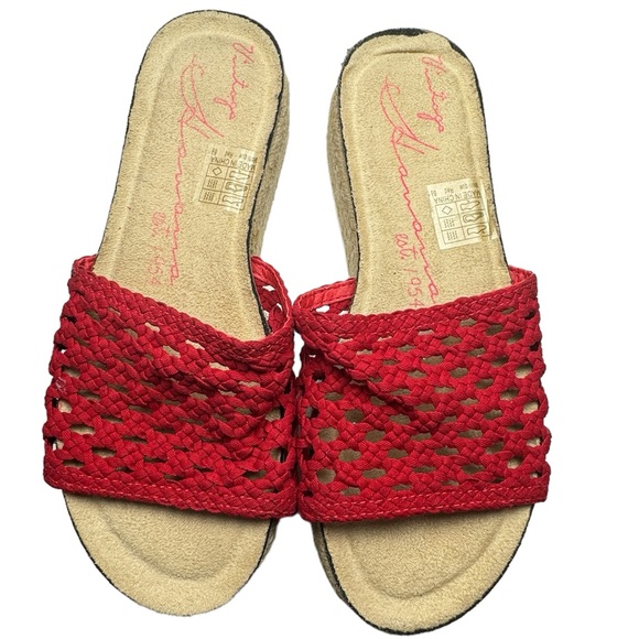 Vintage Havana Red Rope Bottom Crochet Style Espadrille Platform Sandal Size 8.5 - Picture 3 of 8